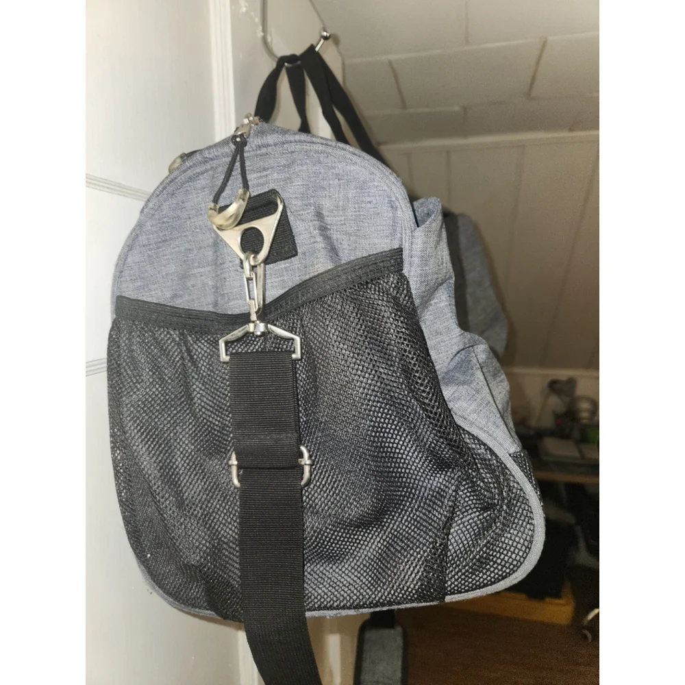 Boost Gray Sports Gym Travel Duffle Bag Wet Pocket Shoe Compartment